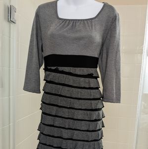 Gray Ruffle Cheap and Great Style Hide Tummy Dress Slim Comfortable sz 12